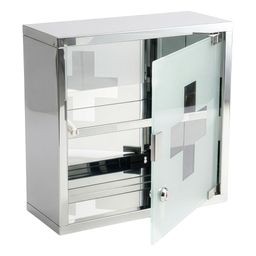 KARAT Armoire à médicaments Allen - Armoire à pharmacie porte verre argent 30 x 30 cm 2 comp.