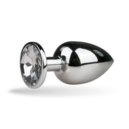Easytoys - zilveren metalen anaalplug met siersteen - groot