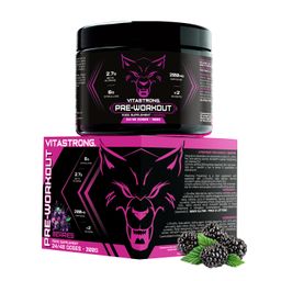 Vitastrong Pre-Workout - Fruits rouges, 300 g, Énergie & Concentration en 15 minutes