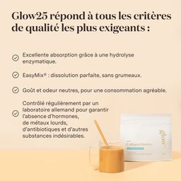 Glow25® Collagène marin en poudre | Peptides de collagène à boire | Naturel [300g]