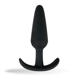 Easytoys - Zwarte siliconen anaalplug met handvat - klein