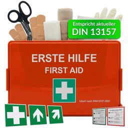 KARAT Trousse de secours DIN 13157:2021 avec support mural et autocollants ISO