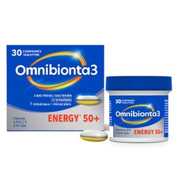 Omnibionta3 Energie 50+ | Multivitaminen met vitamines B12, vitamine C, zink & ijzer | 1 maand