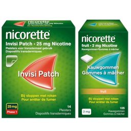 Nicorette® Combi Therapie Invisi Patch 25mg + Fruit Kauwgom 2mg