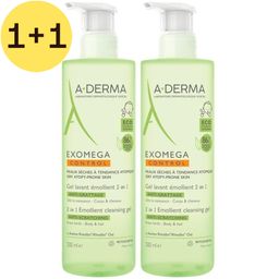 A-Derma Exomega Control Emolliërende Reinigingsgel 2 in 1 anti-jeuk | Droge huid met neiging tot atopie | 1+1 GRATIS