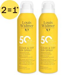 Louis Widmer Clear & Dry Sun Spray SPF50 Licht Geparfumeerd | 2=1*