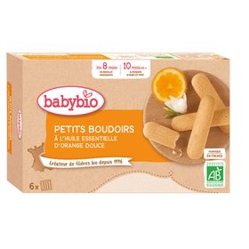 Babybio Boudoirs Bio – Alimentation bio – Biscuits pour Bébé au goût d'Orange – 8 Mois