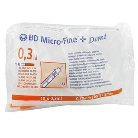 BD Microfine+ Seringue Insuline Demi 0.3ml 30g 8mm