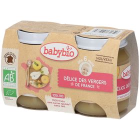 Babybio Délice des Vergers de France – Alimentation pour Bébé 100 % Bio – Purée de Fruits – Dès 6 Mois