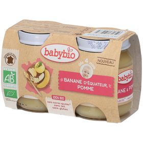 Babybio Pomme et Banane Equatorienne – Alimentation pour Bébé 100 % Bio – Purée de Fruits – Dès 4 Mois