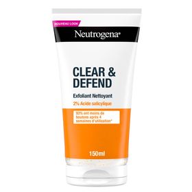 Neutrogena Clear & Defend Exfoliant Nettoyant avec 2 % d'acide salicylique