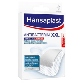 Hansaplast Sensitive Antibacterial XXL Argent Stérile 8 x 10 cm