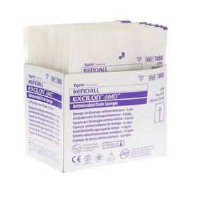 Kendall Excilon Eponges De Drainage Antimicrobiennes 10x10 cm