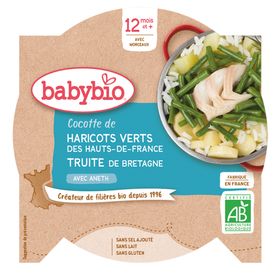 Babybio Haricots Verts, Truite et Aneth – Alimentation pour Bébé Bio – Ragoût – Dès 12 Mois