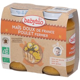 Babybio Maïs Doux et Poulet Fermier de France – Alimentation pour Bébé Bio – Repas – Dès 8 Mois