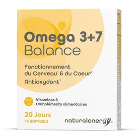 Natural Energy Omega 3+7 Balance | Fonction cérébrale, Fonction cardiaque, vision, stress oxydant