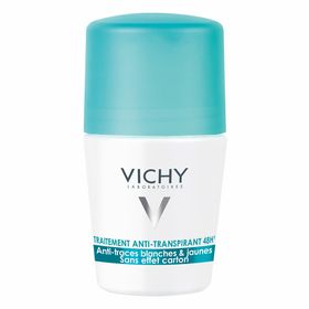 Vichy Deodorant Roll On Anti-Transpirant 48h Anti-Traces Jaunes et Blanches.