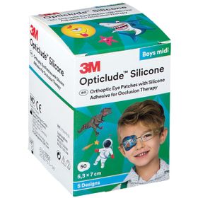 Opticlude Silicone Pansement Orthoptique Midi Boys 5,3cm x 7cm 2738PB50