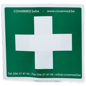 Autocollant Croix Vert Blanc Premiers Secours 10x10 cm