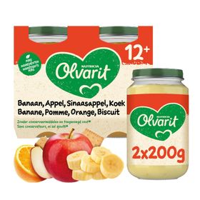 Olvarit | Fruitpap | Babyvoeding 12+ Maanden | Banaan Appel Sinaasappel Koek