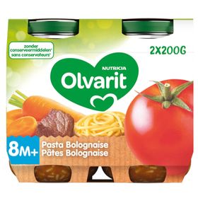 Olvarit Repas Pâtes Bolognaise 8 Mois