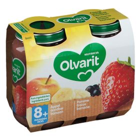 Olvarit Nourriture Bébé Compote Pomme - Fraise - Banane dès 8 Mois