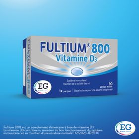 Fultium 800 | Vitamine D3 | Système Immunitaire & Maintien d'Os forts | Dose journalière recommandée de vit D