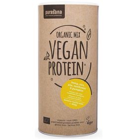 Purasana Vegan Protein Mix Pois - Riz - Potiron - Tournisol - Chanvre Banane - Vanille Bio