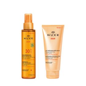 Nuxe Sun Huile Bronzante Visage & Corps SPF30 + Lait Fraîcheur Après-Soleil