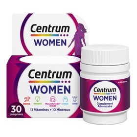 Centrum Women Multivitamines | 13 Vitamines & 10 Minéraux | Énergie, Immunité, Stress, Cheveux, Peau