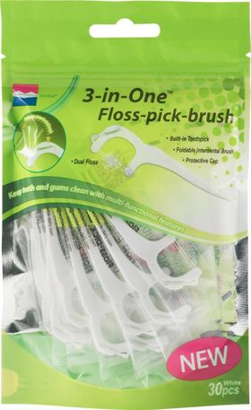 Floss-Pick-Brush 3-in-One Brosses Interdentaires