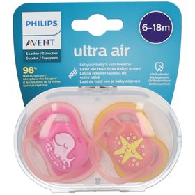 Philips Avent Ultra Air Sucette Berry Girl 6-18 Moins SCF085/04