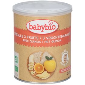 Babybio Céréales Biologiques aux 3 Fruits avec Quinoa - Alimentation Biologique pour Bébé - Céréales pour Bébé - dès 6 Mois