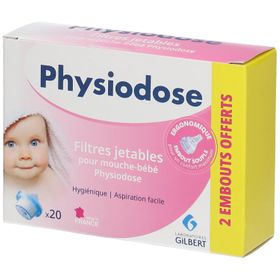 Physiodose Filtres Jetables pour Mouche Bébé + 2 Embouts Souples GRATUITS