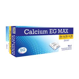 Calcium EG Max | 1000 mg Calcium, 1000 U.I. Vitamine D3 & 75 µg Vitamine K2 | Maintien d'Os forts et sains