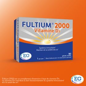 Fultium 2000 | Vitamine D3 | Système Immunitaire & Maintien d'Os forts| Besoin accru en vitamine D