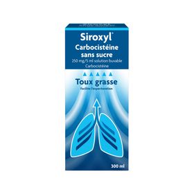Siroxyl® Carbocistéine sans sucre 250 mg/5 ml solution buvable