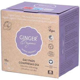 Ginger Organic Maandverband dag met vleugels individueel verpakt