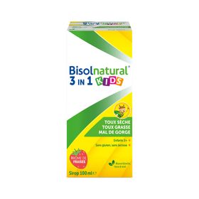 Bisolnatural 3 in 1 Kids | Solution naturelle contre la toux grasse, la toux sèche et le mal de gorge