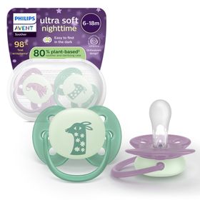 Philips AVENT Ultra Soft Night Time-fopspeen 6-18 maanden | Fuchsia/Groen