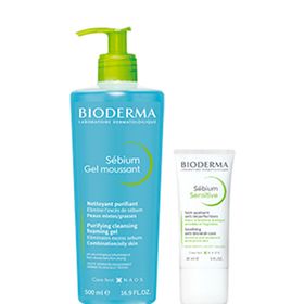 Bioderma Sébium Routine Gel Moussant Purifiant + Sensitive - Peaux Sensibles à Tendance Acnéique