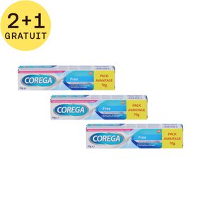 Corega Free Crème Adhésive 2+1 GRATUIT