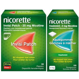 Nicorette® Combi Therapie Invisi Patch 25mg + Freshmint Gommes à Mâcher 2mg