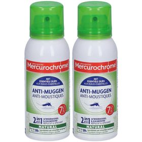 Mercurochrome Anti-Muggen 2-in-1 Spray met Essentiële Oliën 7h 2x100ml x2