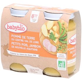 Babybio® Pomme de Terre du Centre-Val de Loire, Petits Pois, Jambon de Nouvelle-Aquitaine