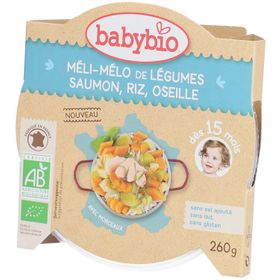 Babybio® Méli-Mélo de Légumes, Saumon, Riz de Camargue
