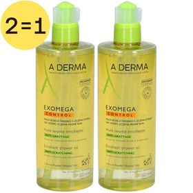 A-Derma Exomega Control Huile Lavante Emolliente anti-grattage | Peau sèche tendance à l'eczéma atopique 2 pour 1