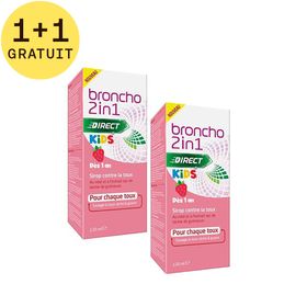 Broncho 2 en 1 Kids Sirop Contre la Toux Goût de Fraise - Toux Sèche, Toux Grasse 1+1 GRATUIT