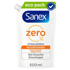 Sanex Zero% Nourishing & Hypoallergenic Douchegel voor Droge Huid - Navulling