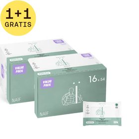 Naïf Plastic Free Water Wipes 16 pack 1+1 GRATIS